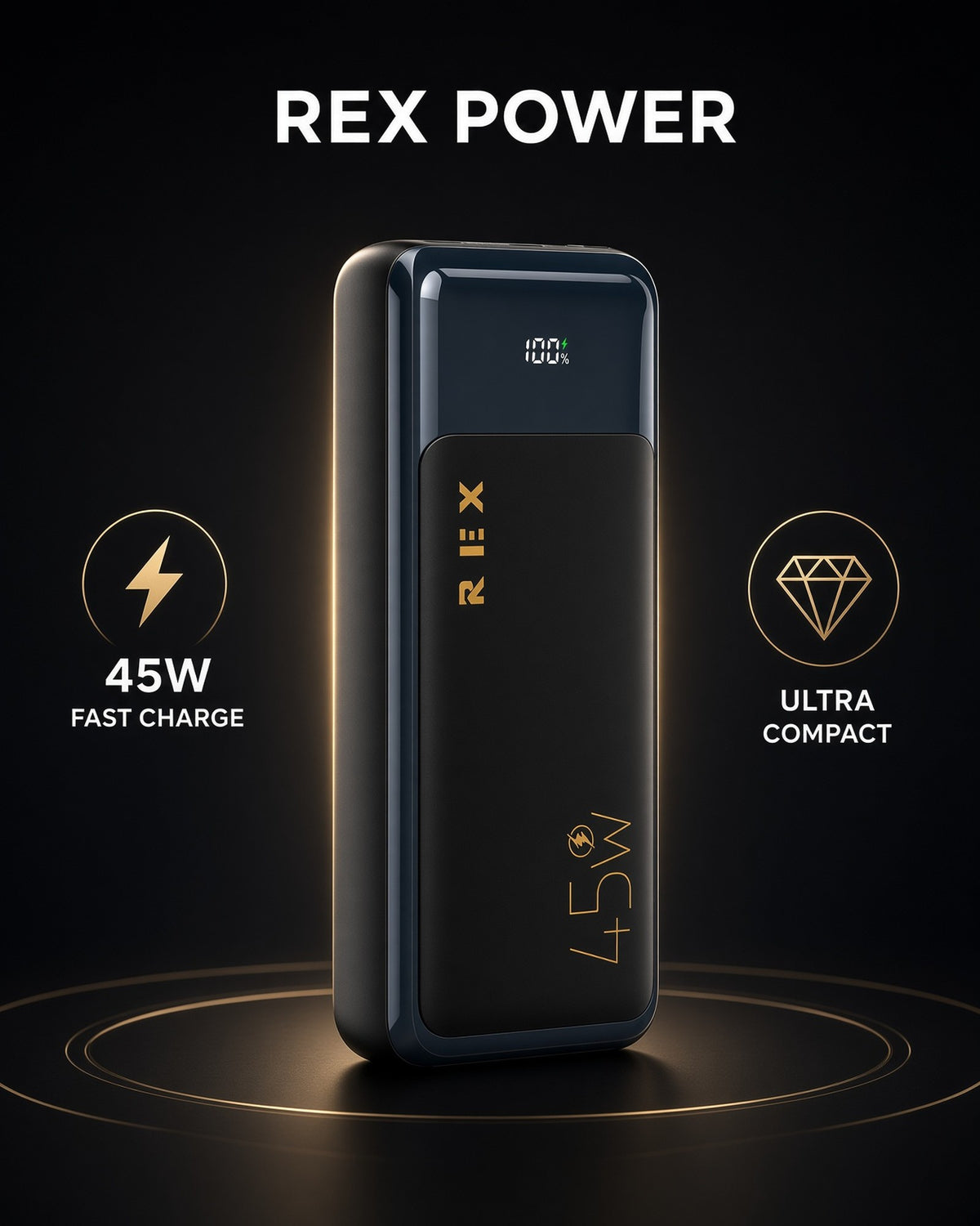 Rex P22 20000mAh 45W power bank with digital display