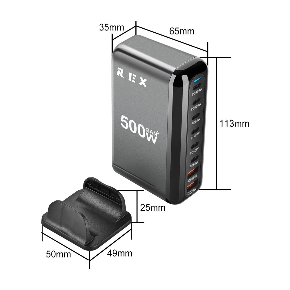 8 Port GAN 500W Charging Station