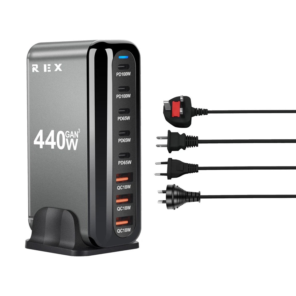 8 Port GAN 440W Charging Station