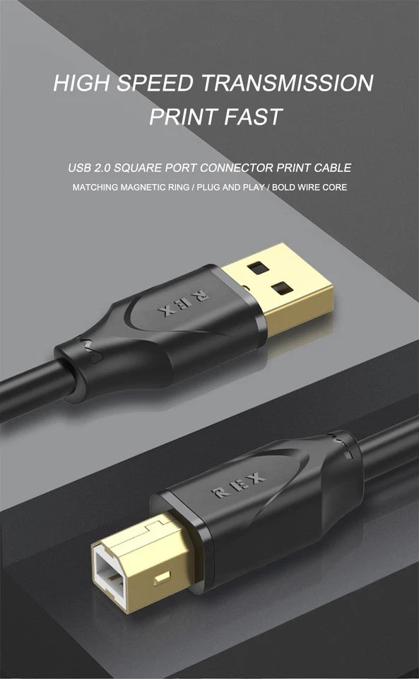USB A to Type B High Speed Cable