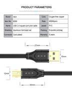 USB A to Type B High Speed Cable