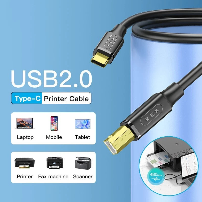 USB C to Type B Printer Cable