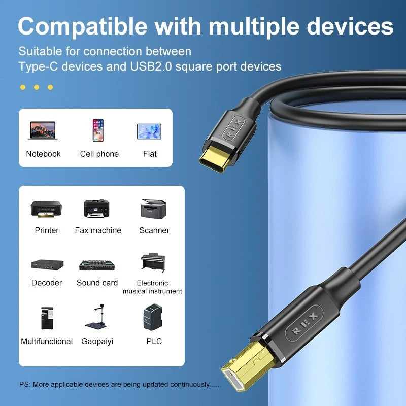 USB C to Type B Printer Cable