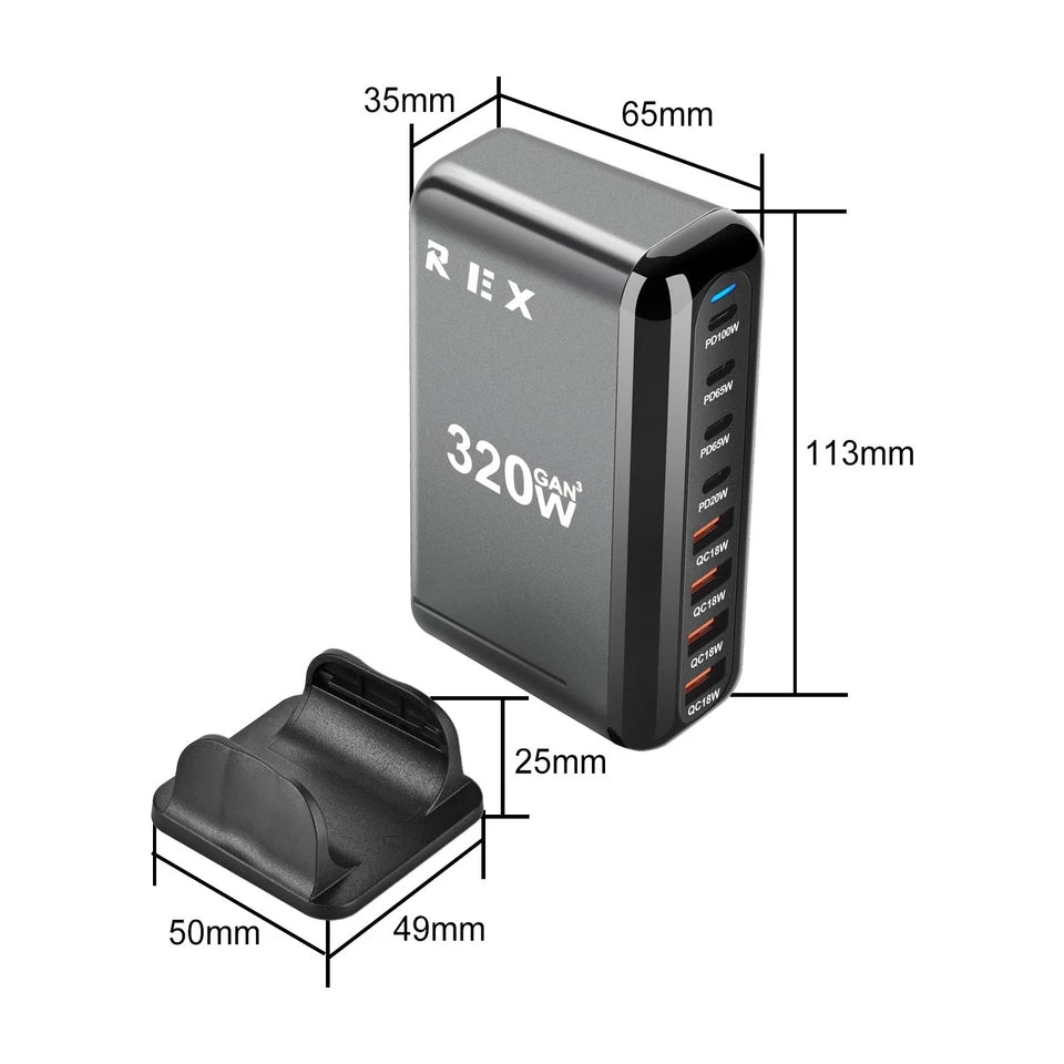 8 Port GAN 320W Charging Station