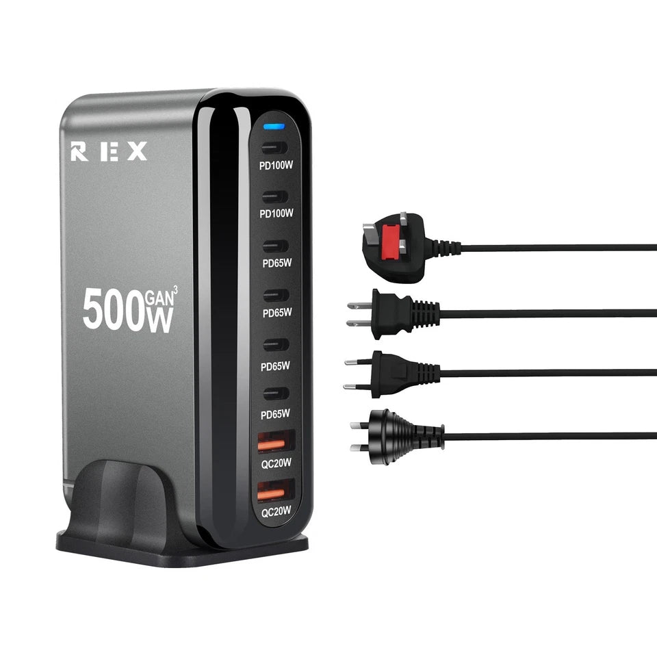 8 Port GAN 500W Charging Station